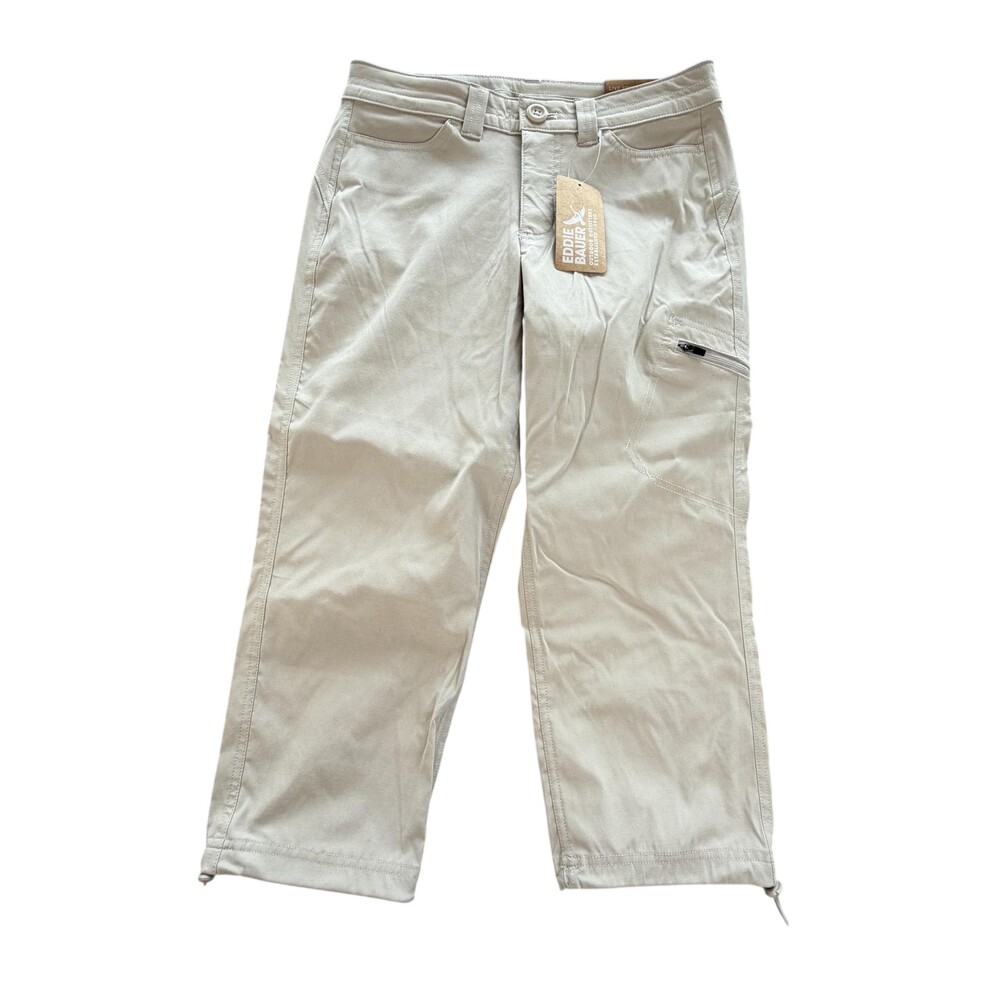 Eddie Bauer Pants Womens 0 Beige WR Rainier Capri Stretch Water Resistant UPF50+